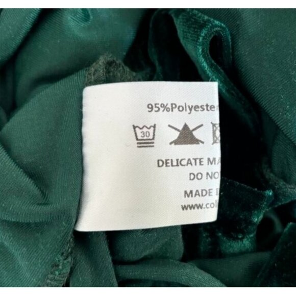 COLLECTIF London Moira Velvet Top Size Small Front Tie Dark Green Velvet - Picture 7 of 8